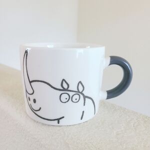 Rare Aiwa Co. Ltd Mug with Rhino Rhinoceros Gray Handle Collectible Japan